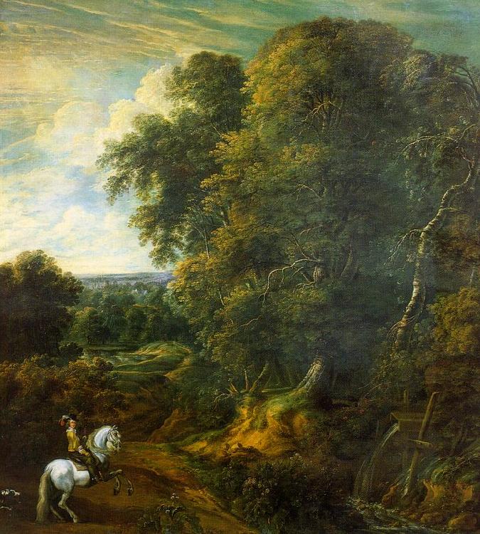Corneille Huysmans Landscape with a Horseman in a Clearing France oil painting art